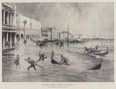 De grote storm in Venetië op 15 oktober door Charles Auguste Loye